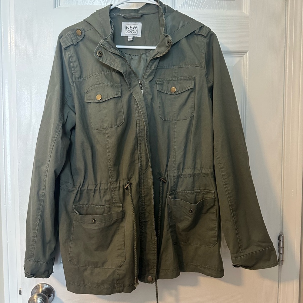 Olive green hooded jacket size L